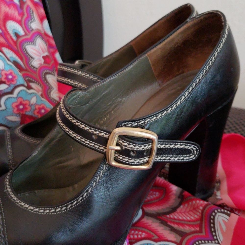 🔥HP🔥 True VTG Charles Jourdan black 4"shoes, sz 7 1/2 - Picture 6 of 8